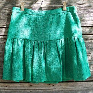 'J.Crew' 100% cotton green Matelassé  jacquard print drop waist skirt